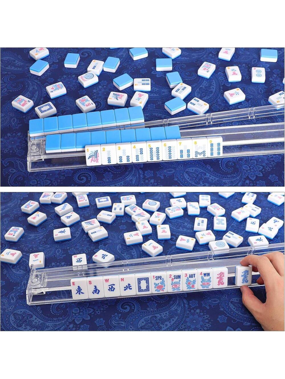 American Mahjong Tiles Set - 166pcs Blue Melamine Tiles, 1.2” Standard Size - Picture 8 of 11